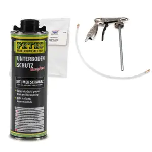 PETEC 73110 Unterbodenschutz BITUMEN SCHWARZ Saugdose 1 Liter + Spr&uuml;hpistole