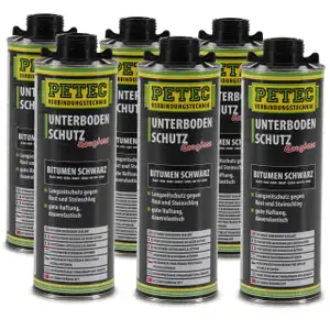 PETEC 73110 Unterbodenschutz BITUMEN SCHWARZ Saugdose 6x 1000ml 1 Liter