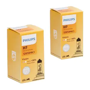 2x PHILIPS 12972PRC1 Halogenlampe Gl&uuml;hlampe H7 VISION +30% 12V 55W PX26d