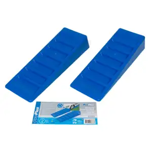 2x PROPLUS Auffahrrampe Ausgleichskeil Stufenkeil Kunststoff BLAU 75mm 3000kg