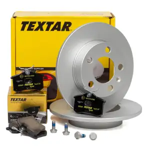TEXTAR Bremsscheiben + epad CERAMIC Bel&auml;ge AUDI A1 A3 SEAT SKODA VW GOLF hinten