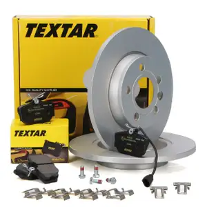 TEXTAR Bremsscheiben + Bel&auml;ge + Wako VW TRANSPORTER T4 15 Zoll ab 01.1996 hinten