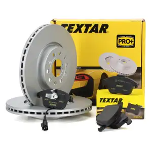 TEXTAR Bremsscheiben + Bel&auml;ge + Wako f&uuml;r AUDI Q3 SEAT ALHAMBRA VW SHARAN vorne