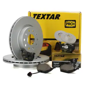 TEXTAR Bremsscheiben + epad CERAMIC Bremsbel&auml;ge + Wako AUDI SEAT SKODA VW vorne