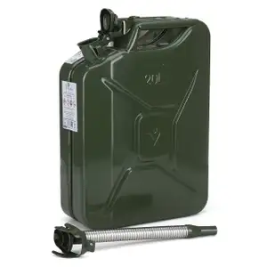 VALPRO Kanister Benzinkanister METALL 20 Liter + Einf&uuml;llstutzen Ausgie&szlig;er BENZIN