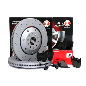 Zimmermann FORMULA Z Bremsscheiben + BREMBO Bel&auml;ge f&uuml;r AUDI RS6 C5 PR-1LP vorne