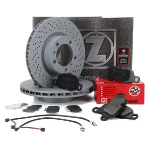 ZIMMERMANN Bremsscheiben + Bel&auml;ge + Wako PORSCHE 911 (997) 3.6 Carrera 4 vorne