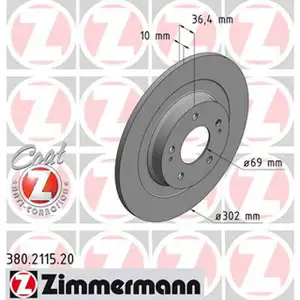 ZIMMERMANN Bremsscheiben CITROEN C4 AIRCROSS f&uuml;r MITSUBISHI PEUGEOT 4008 hinten