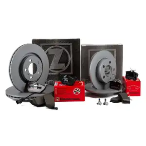 ZIMMERMANN BREMSEN BREMSSCHEIBEN + BEL&Auml;GE VW GOLF 4 SKODA OCTAVIA VORNE + HINTEN