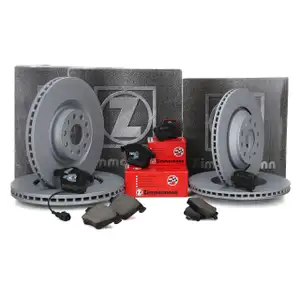 ZIMMERMANN Bremsscheiben + Bel&auml;ge Wako AUDI A3 3.2 V6 VW GOLF V R32 vorne hinten