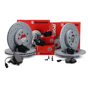Zimmermann SPORT Bremsscheiben + Bremsbel&auml;ge + Wako VW T4 15 Zoll vorne + hinten