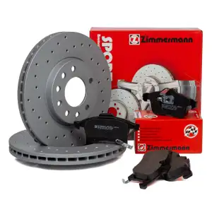 Zimmermann SPORT Bremsscheiben + Bel&auml;ge f&uuml;r OPEL ASTRA H CORSA C ZAFIRA B vorne