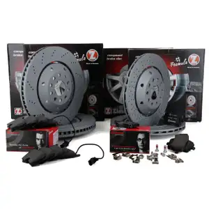 Bremsen FORMULA Z Bremsscheiben + BREMBO Bel&auml;ge f&uuml;r AUDI RS6 C5 vorne + hinten