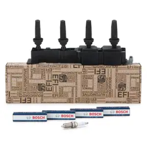 BOUGICORD Z&uuml;ndspule 4x BOSCH Z&uuml;ndkerze CITROEN C2 C3 C4 PEUGEOT 206 307 308 1.6