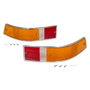2x R&uuml;cklichtglas CHROM EU-Version f&uuml;r PORSCHE 911 63-79 912 912E links + rechts