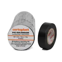 10x CERTOPLAST Isolierband Klebeband SCHWARZ 15mm x 10m 14.6010.0074