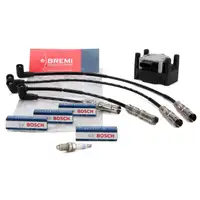 BBT Z&uuml;ndspule + BREMI Z&uuml;ndkabelsatz + 4x BOSCH Z&uuml;ndkerze AUDI SEAT SKODA VW 1.6