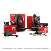 BREMBO Bremsscheiben + Bel&auml;ge + Wako AUDI A3 SEAT SKODA VW GOLF 5 6 vorne hinten