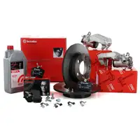 BREMBO Bremsscheiben Bel&auml;ge Bremsfl&uuml;ssigkeit TRW Bremssattel AUDI SEAT VW hinten