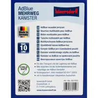 H&Uuml;NERSDORFF 801500 Kanister Reservekanister mit Auslaufrohr ADBLUE 10 L Blau