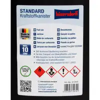 2x 10 L H&Uuml;NERSDORFF 812800 Kanister Benzinkanister Reservekanister Schwarz