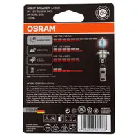 OSRAM Gl&uuml;hlampe H4 NIGHT BREAKER LASER 12V 60/55W P43t next Generation +150%