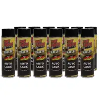 12x 500 ml FAST FINISH Rallye Autolack Lackspray Schwarz Gl&auml;nzend Spraydose 292835