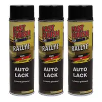 3x 500 ml FAST FINISH Rallye Autolack Lackspray Schwarz Gl&auml;nzend Spraydose 292835
