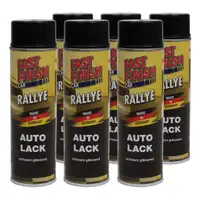 6x 500 ml FAST FINISH Rallye Autolack Lackspray Schwarz Gl&auml;nzend Spraydose 292835