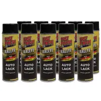 10x 500 ml FAST FINISH Rallye Autolack Lackspray Schwarz Gl&auml;nzend Spraydose 292835