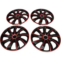 4x Radkappen Radblenden STIG EXTRA 15 Zoll SCHWARZ ROT