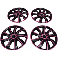 4x Radkappen Radblenden STIG EXTRA 15 Zoll SCHWARZ PINK