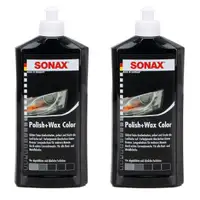 2x 500ml SONAX Politur & Wachsstift POLISH & WAX COLOR NanoPro SCHWARZ
