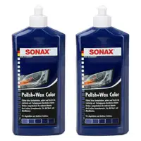 2x 500ml SONAX Politur & Wachsstift POLISH & WAX COLOR NanoPro BLAU