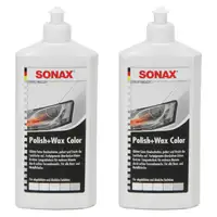 2x SONAX 207200 Autopolitur Lackpolitur POLISH & WAX COLOR NANOPRO wei&szlig; 1 Liter