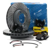 SEBRO Bremsscheiben + TEXTAR Bel&auml;ge + Wako PORSCHE 911 997 3.6 Carrera 4 vorne