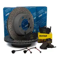 SEBRO Bremsscheiben + TEXTAR Bel&auml;ge PORSCHE 718 BOXSTER CAYMAN (981 982) hinten
