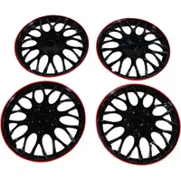 4x Radkappen Radblenden MIAMI SCHWARZ ROT BLACK RED 15 Zoll (4 St&uuml;ck)