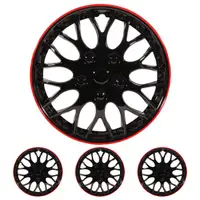 4x Radkappen Radblenden MIAMI SCHWARZ ROT BLACK RED 15 Zoll (4 St&uuml;ck)