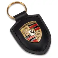 ORIGINAL f&uuml;r Porsche Schl&uuml;sselanh&auml;nger SCHWARZ Leder mit Wappen WAP0500900E