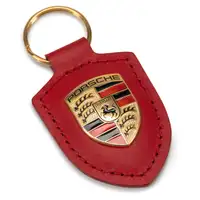 ORIGINAL f&uuml;r Porsche Schl&uuml;sselanh&auml;nger ROT Leder mit Wappen WAP0500920E