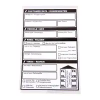 100x Reifenetikett 80x120mm f&uuml;r die Reifeneinlagerung auf Rolle Autoreifen PKW