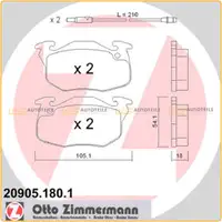 ZIMMERMANN Bremsbel&auml;ge Bremskl&ouml;tze + Wako f&uuml;r Peugeot 205 305 309 Renault vorne