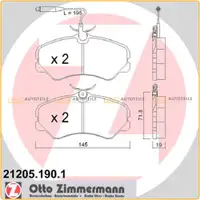 ZIMMERMANN Bremsen Bremsscheiben + Bel&auml;ge + Wako Citroen f&uuml;r Fiat Peugeot vorne