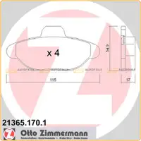 ZIMMERMANN Bremsbel&auml;ge Bremskl&ouml;tze f&uuml;r Fiat Cinquecento (170) 0.7 0.9 1.1 vorne
