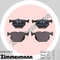 ZIMMERMANN Bremsbel&auml;ge Bremskl&ouml;tze f&uuml;r BMW 3er E46 5er E39 E38 X3 X5 Z4 Z8 hinten