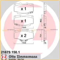 ZIMMERMANN Bremsbel&auml;ge Bremskl&ouml;tze f&uuml;r Toyota 4 Runner Hilux Land Cruiser vorne