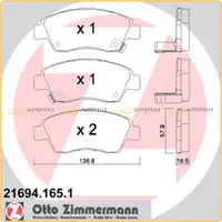 ZIMMERMANN Bremsbel&auml;ge Bremsbelagsatz f&uuml;r Honda Civic V VI CRX III vorne