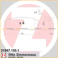 ZIMMERMANN Bremsbel&auml;ge Bremskl&ouml;tze f&uuml;r Mitsubishi Pajero IV 3.8 V5 3.2DI-D hinten