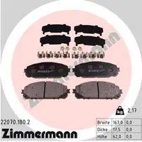 ZIMMERMANN Bremsbel&auml;ge Bremskl&ouml;tze Bremsbelagsatz f&uuml;r JEEP CHEROKEE (KL) vorne